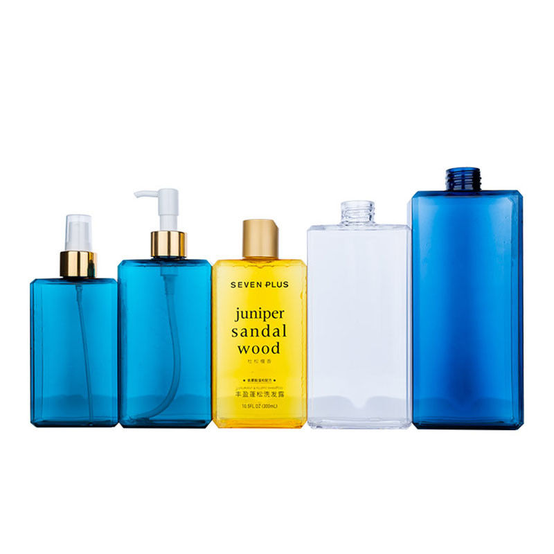 Rectangular Shampoo Blue 225/300/400/500ml Blue/yellow/white plastic Rectangle smooth bottle ...